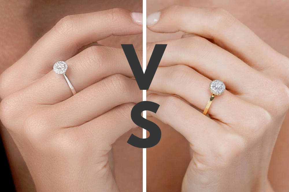 Oval and Cushion Cut Diamond Solitaire Rings: Yellow Gold VS White Gold