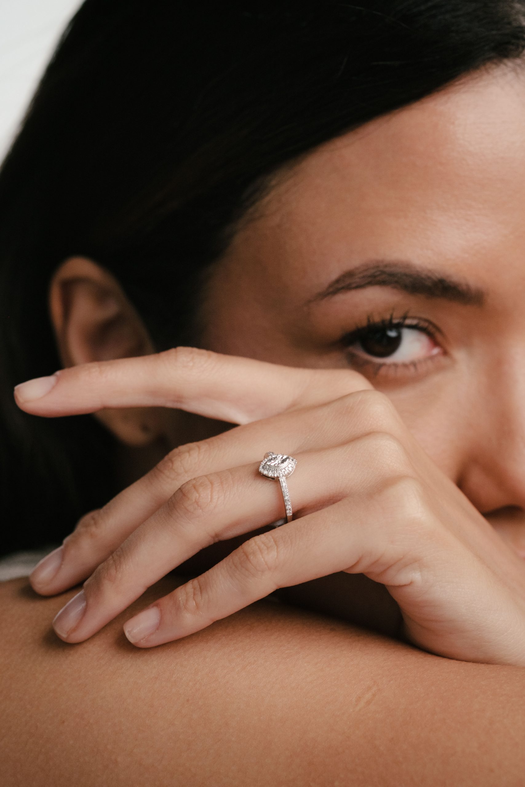 Woman wearing pavé ring